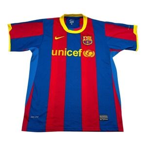 FC Barcelona Jersey Mens XL Blue Red La Liga Soccer Nike Dri Fit Messi 10